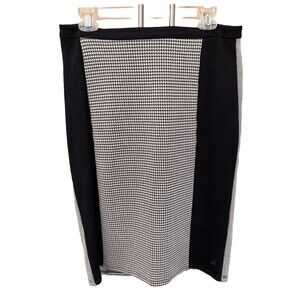 Weekend Max Mara Black White houndstooth pencil skirt L Stretch Zip Jersey